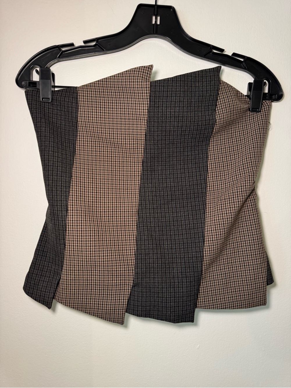 Zara Striped Plaid Panel top in Brown and Black